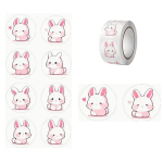 "Pink Rabbit" Round Stickers 